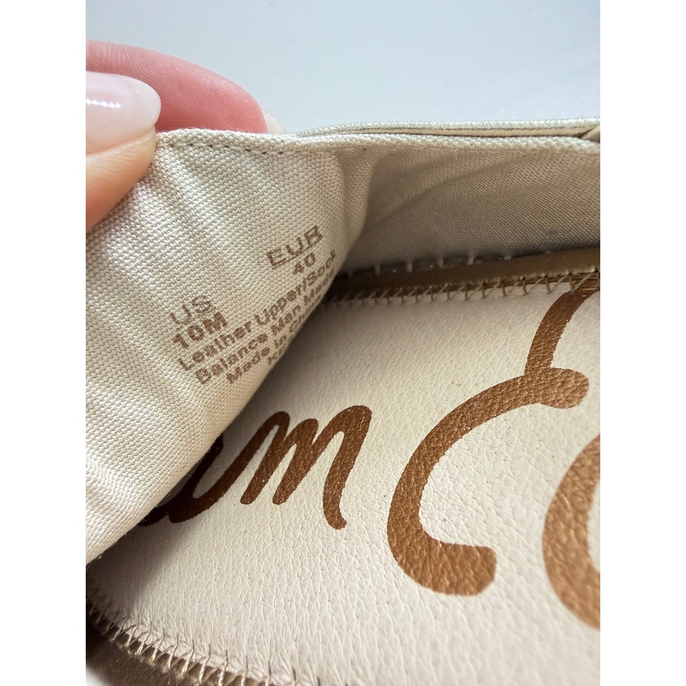 New Sam Edelman Gold Metallic Leather Espadrille Slip On Flats 10 M - Picture 6 of 8